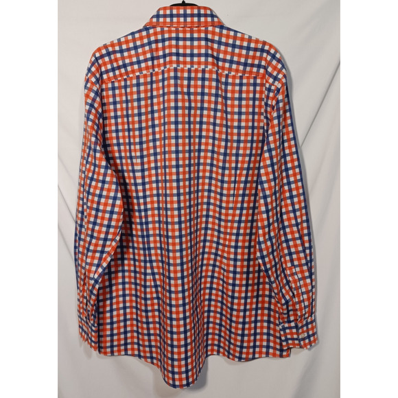 Boss Hugo Boss Men's Sharp Fit 17/L (34-35) Blue & Orange Long Sleeve Button Up - Picture 3 of 12